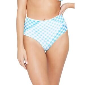 L*Space Portia Blue Picnic Plaid High Waist Bikini Swim Bottoms